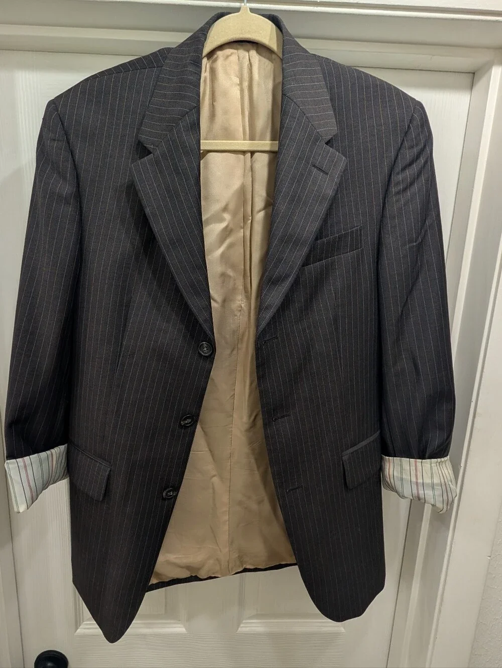 Vintage Lauren by Ralph Lauren Men's 36R 100% Wool Blazer Brown W/ Stripes